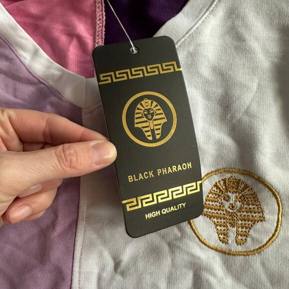 Black Pharaoh Womens Sweat suite set short sleeve top joggers pink purple -S - Picture 10 of 12